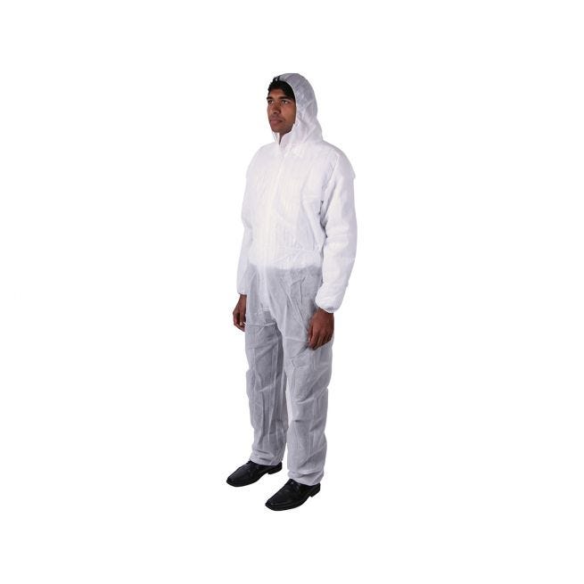 Disposable Polypropylene Overalls L Size - White