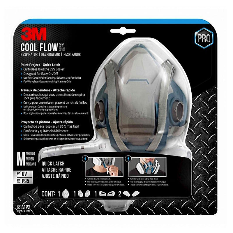 3M Quick Latch Professional Painter Respirator,  A1/P2Filtrs Inc - 6502QLPA1-A-NA