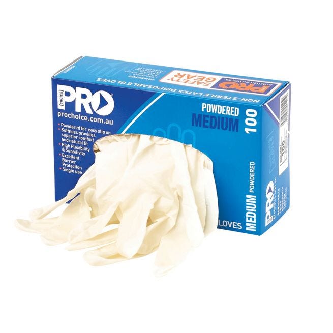 Latex Low Powder Exam Gloves - Medium (100 Gloves Per Box)