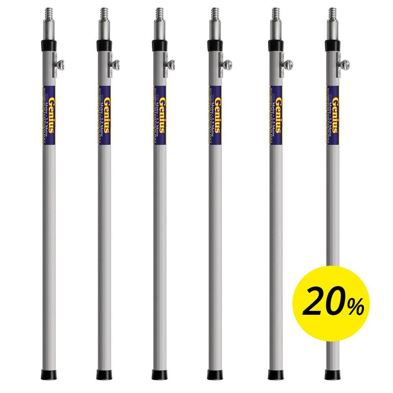 Pack of 6 UNi-PRO Genius Aluminium Extension Pole 1.2mt - 2.4mt - BULK SPECIAL 124044