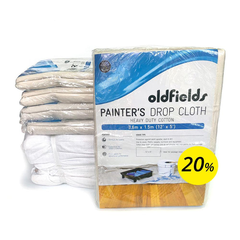 Oldfields Pro Series Drop Sheets 3.6m x 1.5m (12'x5') - Box of 10 - 20% Special