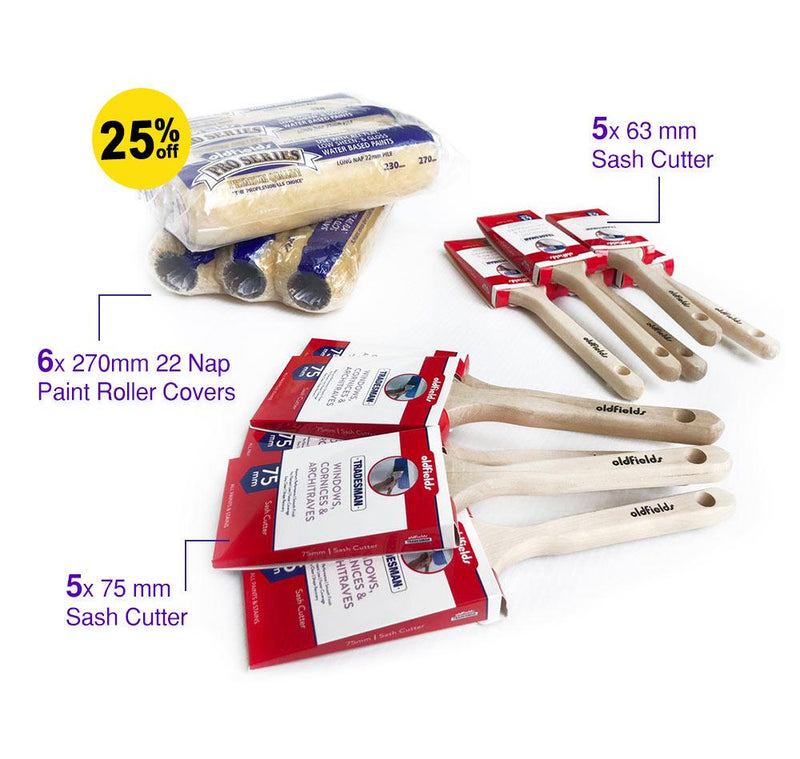 Oldfields Brushes and Roller Combo Deal Super Special 25% off